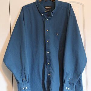 Eddie Bauer Blue Heavyweight Long Sleeve Button Down Shirt XXL 100% Cotton